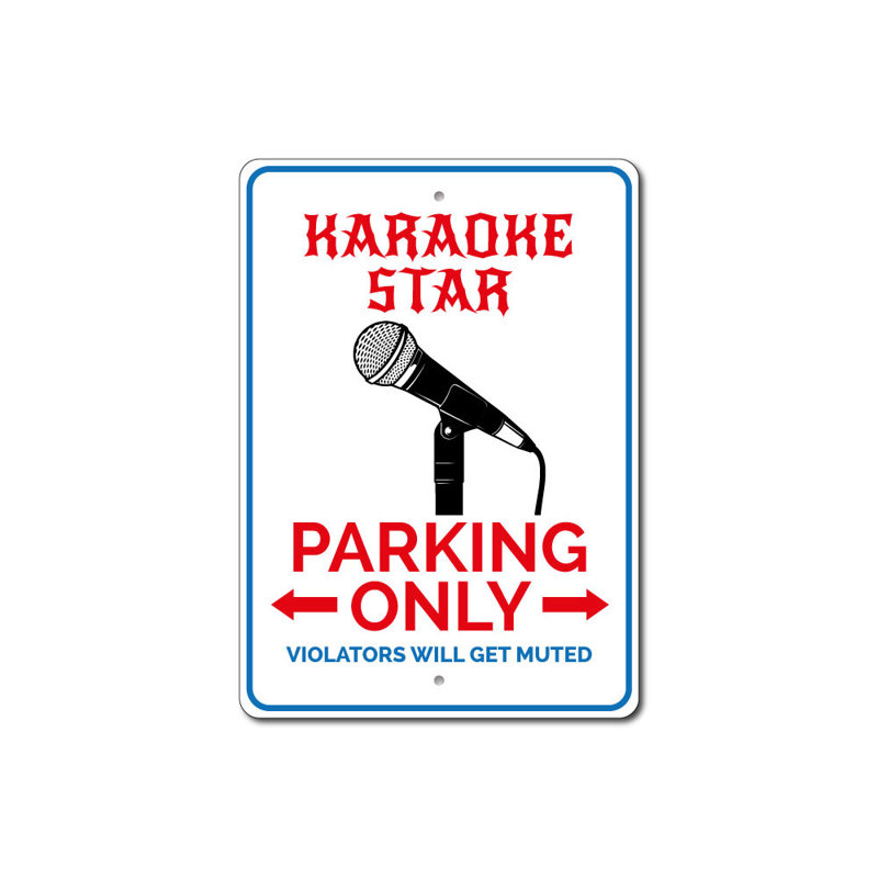 Enseigne en aluminium karaoké, H 18 po x l 12 po x P 0,06 po