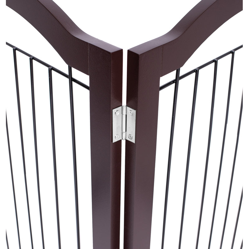 Espresso Freestanding Expandable Wood and Wire Pet Gate