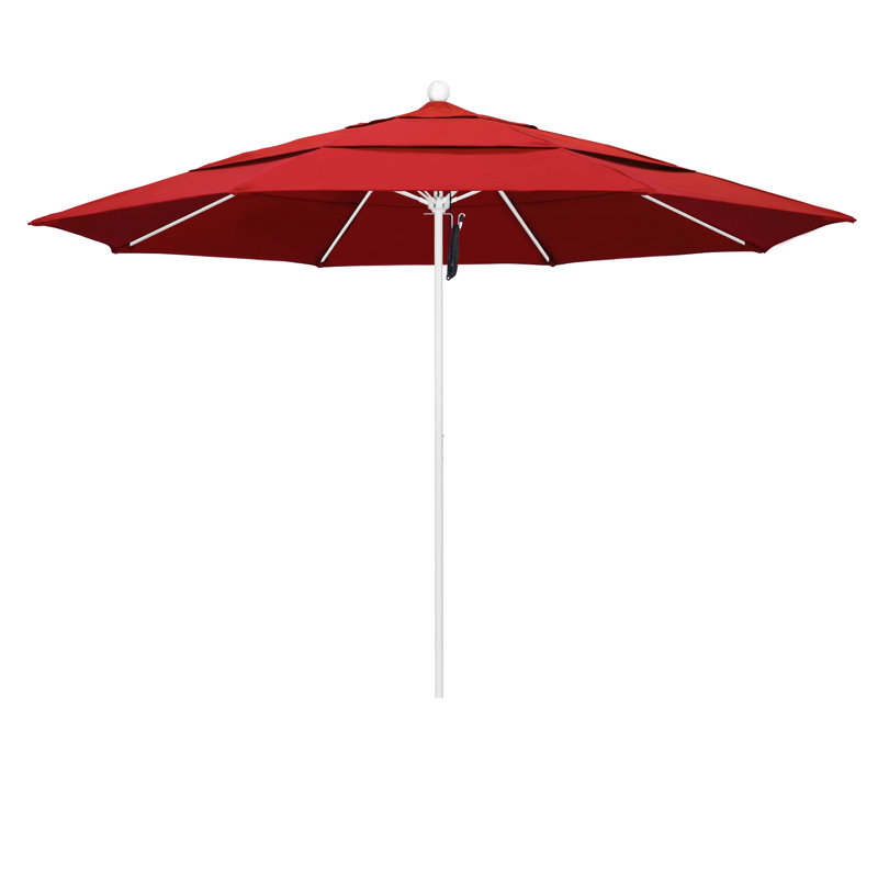 Parasol de marché 11 pi Silva, Toile Sunbrella® rouge Jockey, Blanc mat