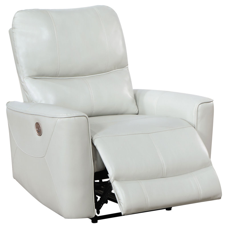 Rivkin Upholstered Power Recliner Chair Dove Grey, White Faux Leather