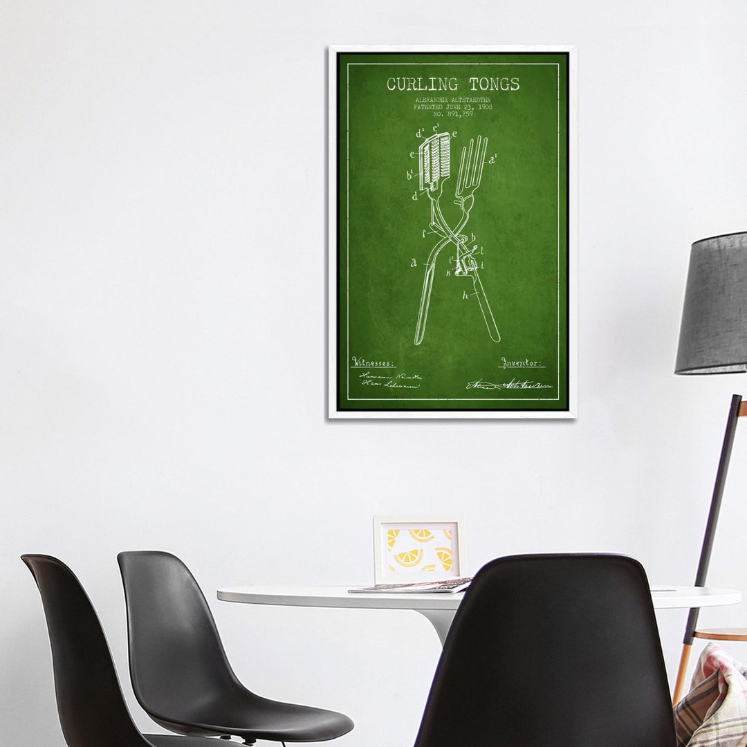 Curling Tongs Green Patent Blueprint von Aged Pixel - Gallery-Wrapped Canvas Giclée on Canvas