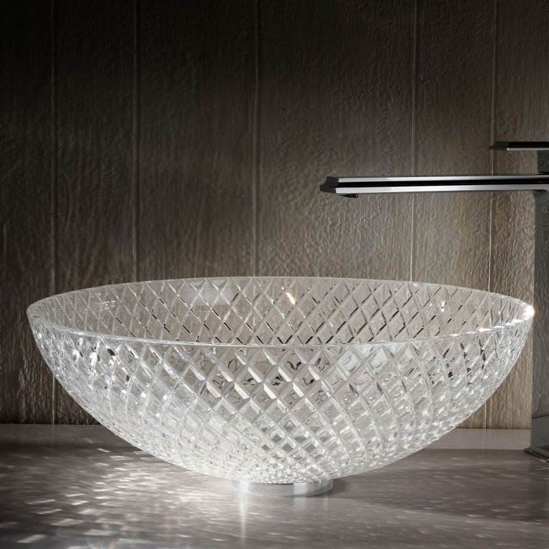 Lavabo de salle de bain vasque circulaire sculpté à la main Glamour