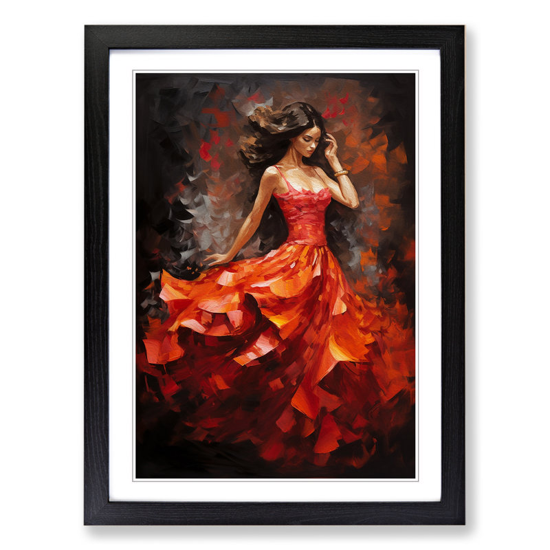 Flamenco dancer Abstract No.2 - Framed Print, Black, 46cm H x 34cm W x 2cm D