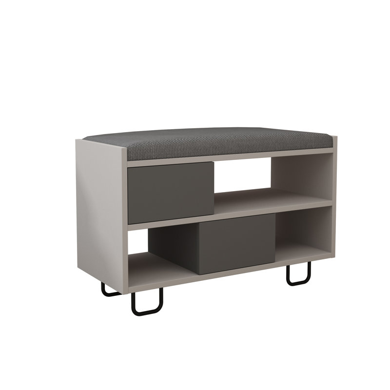 Cannonleague Polyester Upholstered Storage Bench, Light Mocha/Anthracite