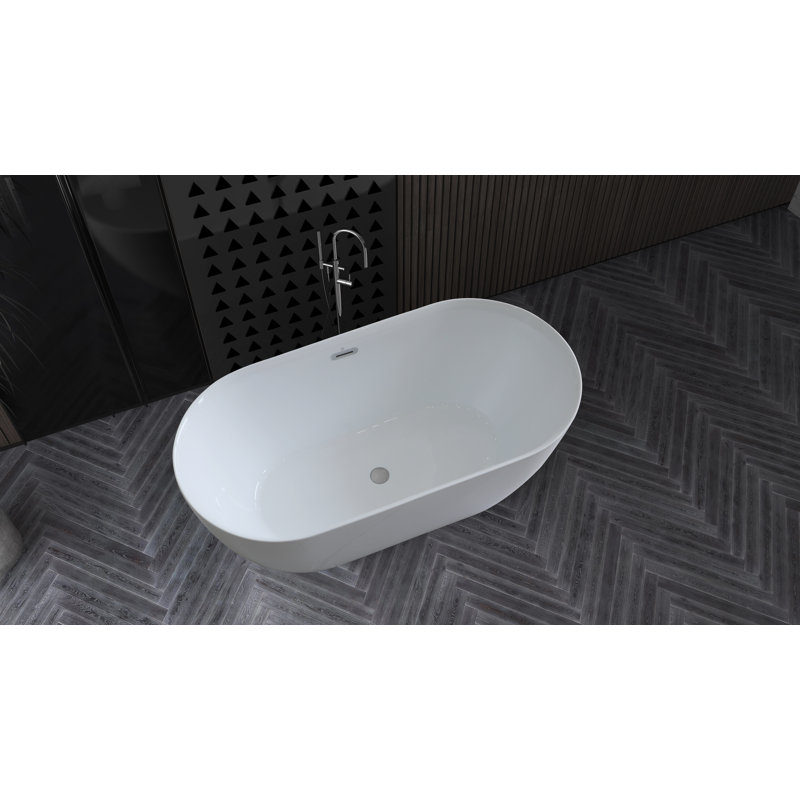 59'' x 29.5'' Freestanding Soaking Acrylic Bathtub
