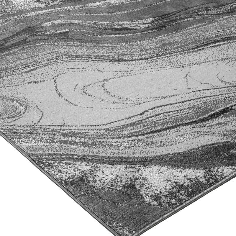 Modern Abstract Marble Area Rug – 100% Polyester Living Room Carpet, Antistatic, Soil & Water Repellent, Colourfast Indoor Rug