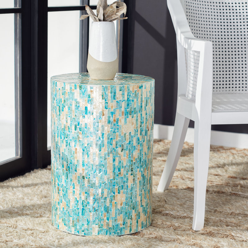 Helya Round Blue/Gold Accent Table