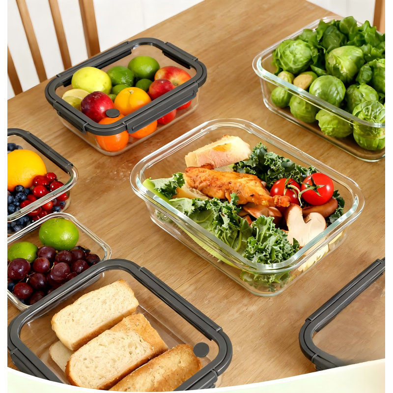 Glass Containers With Tempered Lids, Borosilicate Oven-Safe Airtight BPA-Free Multi-Size Meal Prep Containers, Dishwasher Safe, 12-Pack, (Pink)