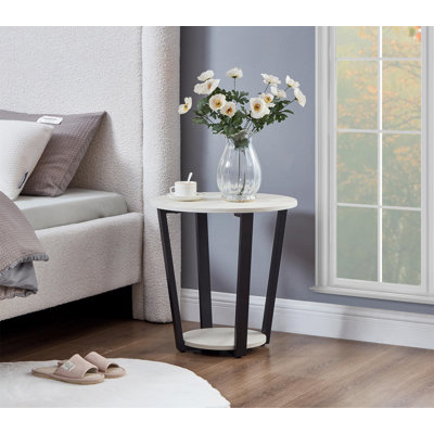Elysian Contemporary Round End Table With Shelf by Ebern Designs