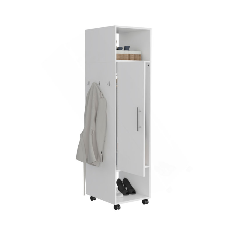 Armoire à une porte de 63 po avec miroir Cluster, Blanc
