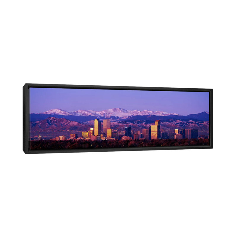 " Denver, Colorado ", 16" H x 48" W x 1.5" D, Black Framed Canvas