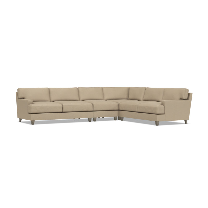Bernhardt Mila 4-Piece Fabric Sectional, Tan Polyester, 33.5" H x 137" W x 107" D, Right Hand Facing