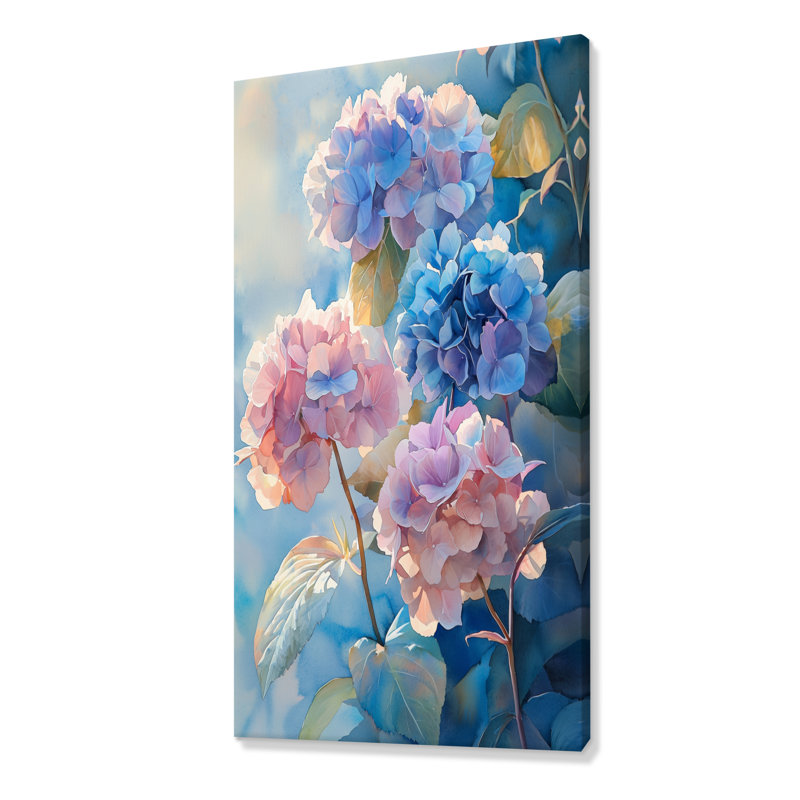 Hydrangeas In The Morning Light II - Hydrangea, reproduction d'art sur toile encadrée, H 60 po x l 28 po, Toile tendue