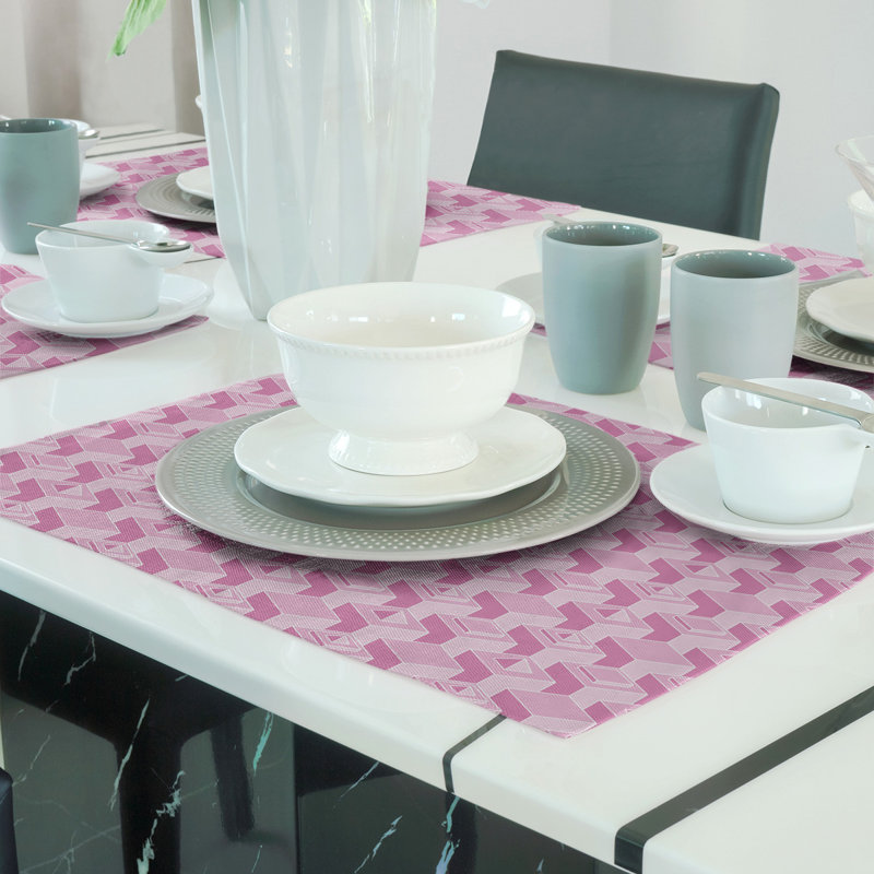 Jordao Polyester Geometric Rectangle Placemat, Pink, Cotton