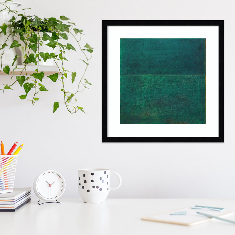 Green Zen I by Jodi Fuchs, Black Framed Paper, 13.12" H x 13.12" W x 0.88" D