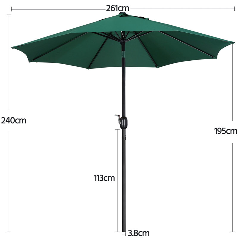 Color 270cm Market Parasol, Dark Green