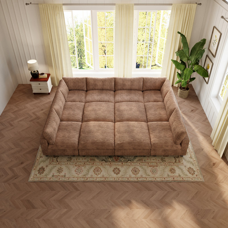Canapé modulaire rembourré avec repose-pieds 12 pièces, Brown Velvet
