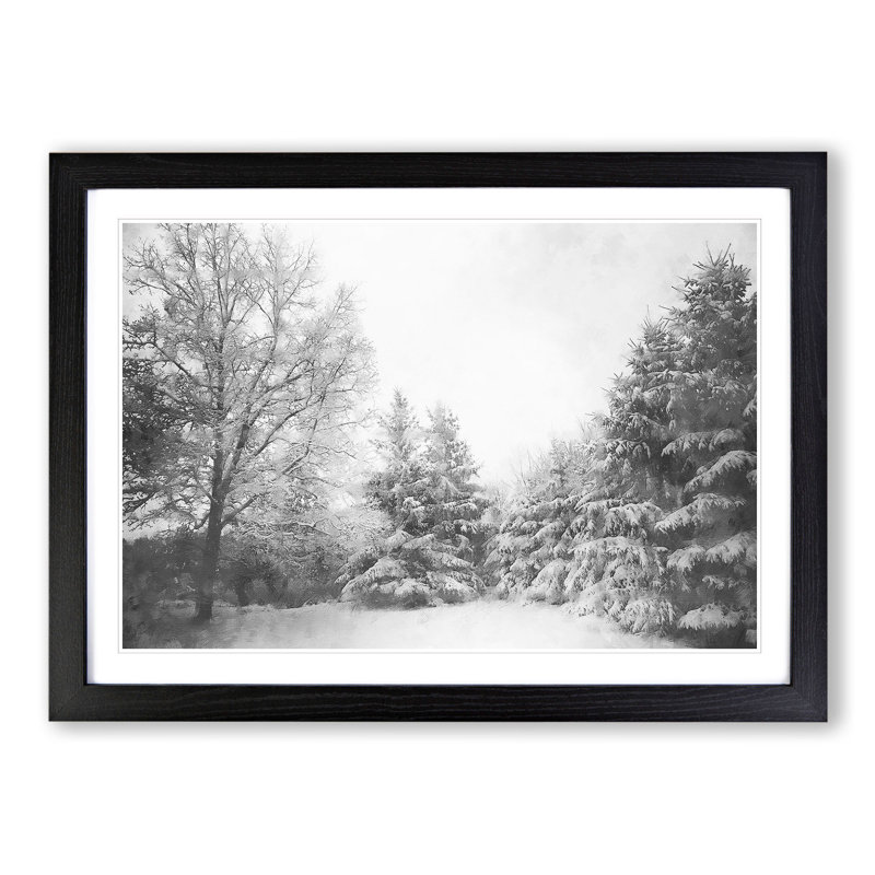 Winter Forest Vol.1 - Picture Frame Painting, 48cm H x 65cm W x 2cm D, Black Framed