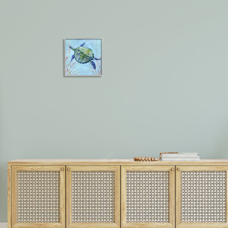 Art mural sur toile 18 "Tortue aquatique", H 12 po x l 12 po x P 1,5 po, Estampe numérique Farmhouse