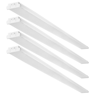 8FT LED Wraparound Light, 110W 10,000LM, Flush Mount LED Shop Light, 4 Pack 6500K Daylight LED Kitchen Ceiling Lighting Fixtures, For Garage Office Laundry Fluorescent Tube Replacement, ETL