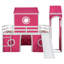 Lit mezzanine double avec tente et tour rose Slide - Rose