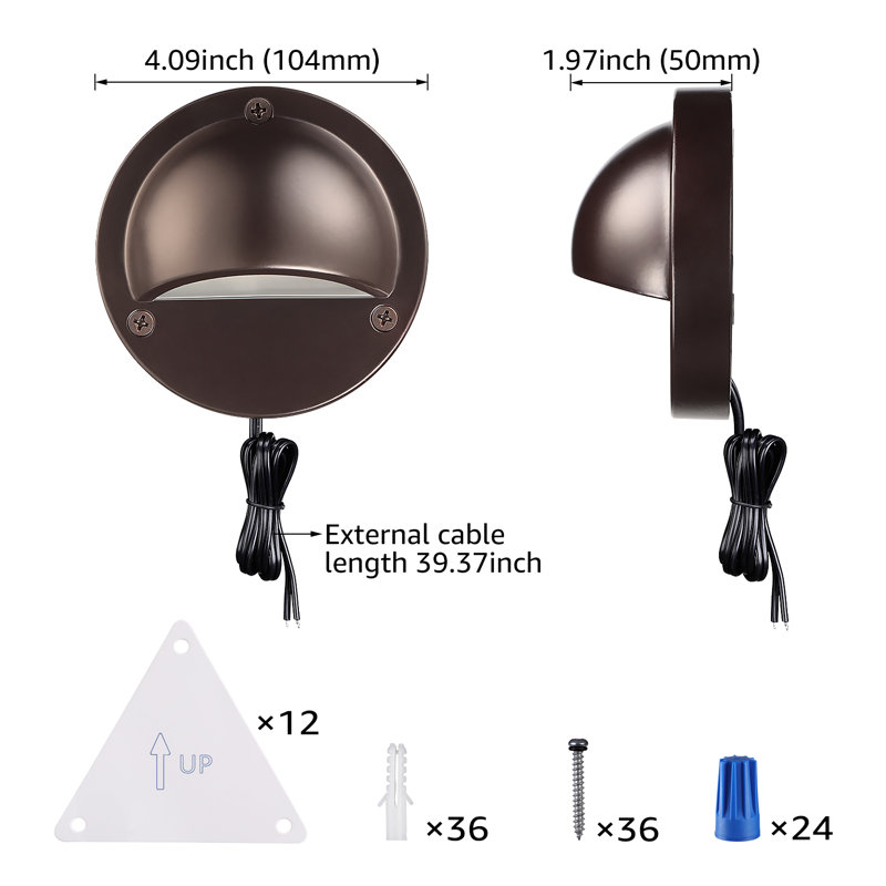 LED Landscape Deck Light Low Voltage for Step Stair Pathway, Brown