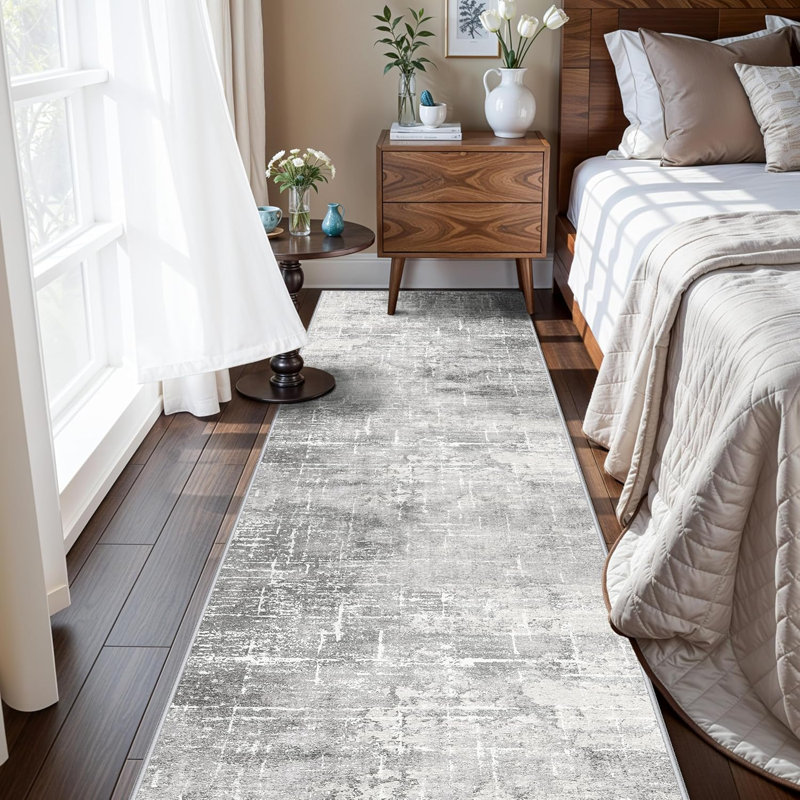 Washable Kitchen Runner Rug Non-Slip, Light/Grey, 2' x 6'