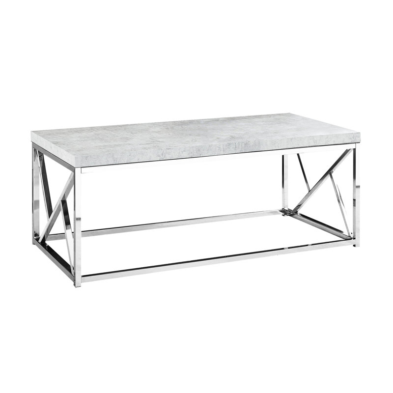 Accent Rectangular Coffee Table, Grey Laminate And Metal Versatile Table In For Various Decor Styles