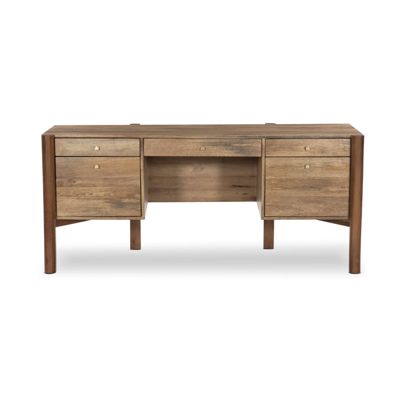 Reza Solid Wood Executive Desk, Smoked Honey