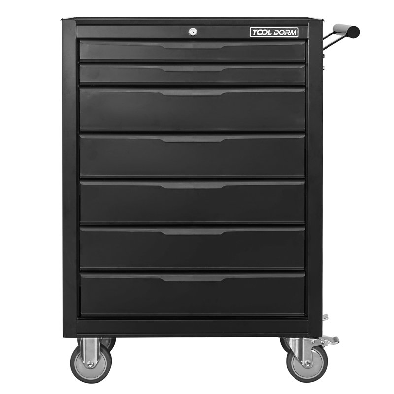 7 Drawer Rolling Tool Cabinet, Large Capacity Metal Tool Box, With Wheels And Key Lock, Rolling Storage Tool Car Suitable For Garage, Warehouse, Work Shop