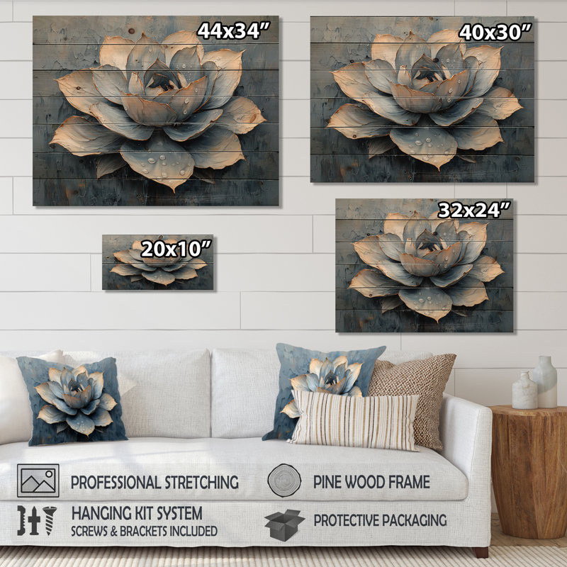 Succulent Simplicity II de Echeveria foncé foncé - décoration murale en bois succulent - sur bois de pin naturel