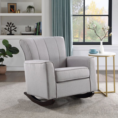 Chaise berçante en lin gris clair