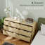 Commode cannelée pour chambre à coucher avec 6 tiroirs, commode de 54 po de largeur avec poignées à doigts dorées et 5 pieds en bois, bois naturel-1374849363
