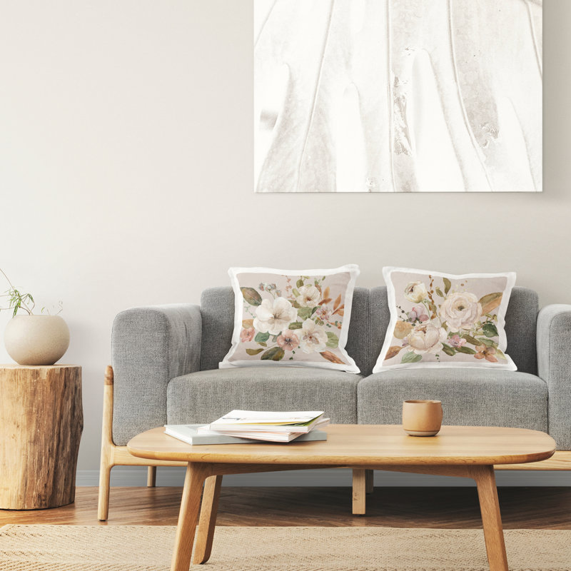 Ensemble de 2 coussins décoratifs Belles Fleur Bouquet par Livi + Finn