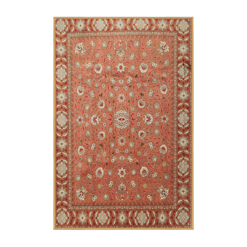 Tapis orange/beige traditionnel Potamos, Rectangle 6 pi x 9 pi