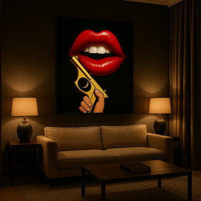 Art mural sur toile Crimson Silence par Kasian Art Studio - cadre noir