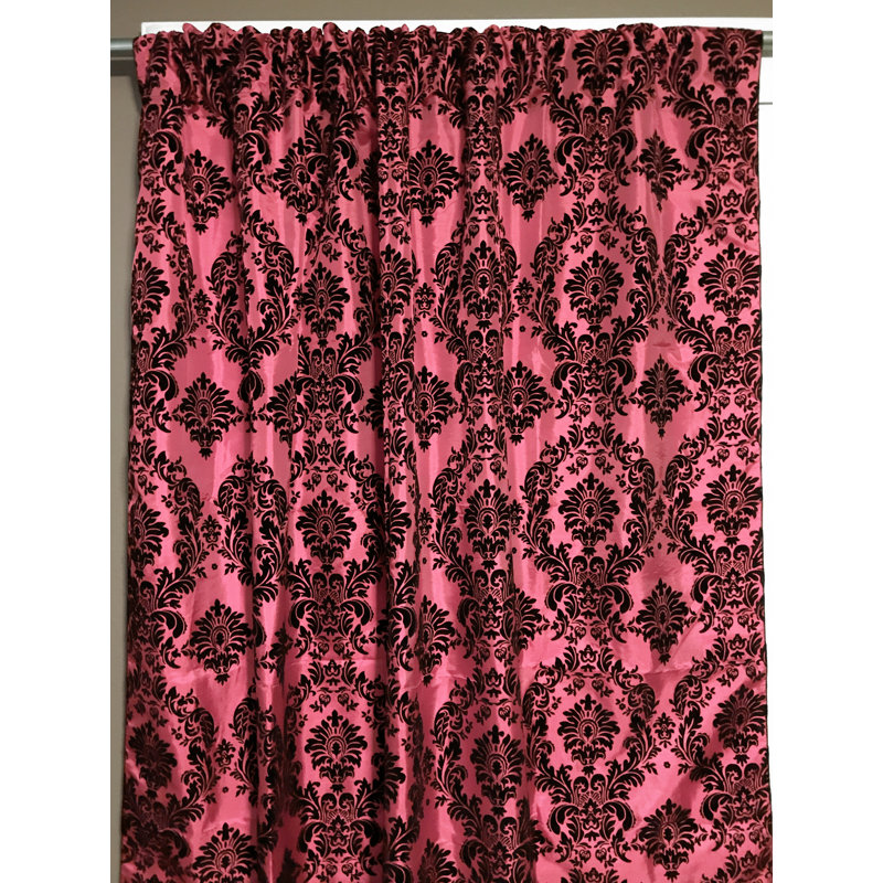 Amboy Semi Sheer Curtain Single Panel, 56" W x 72" L, Black/Coral