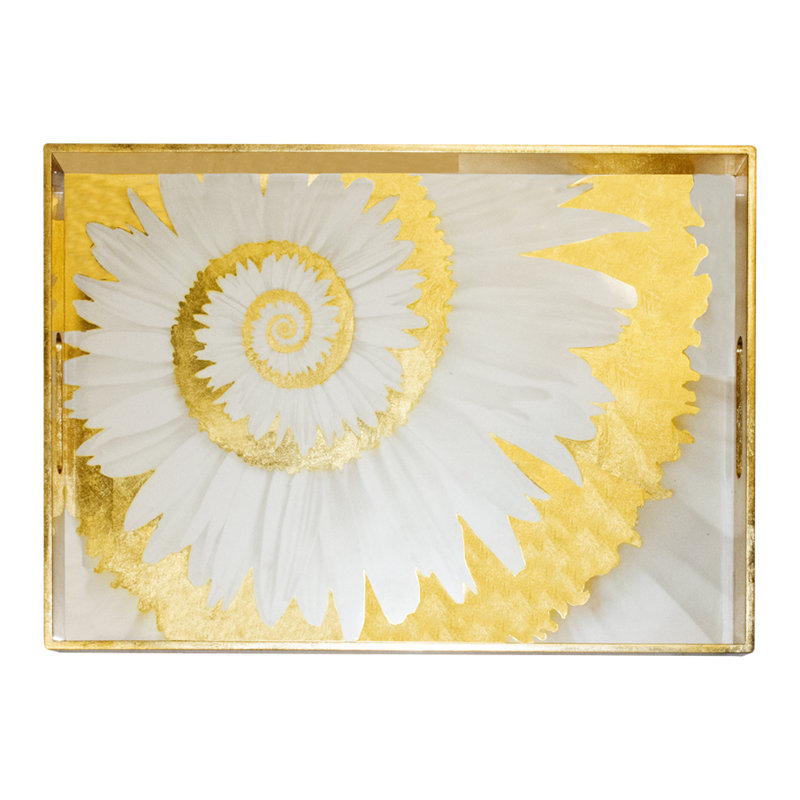 Flower Spiral Lacquer Rectangular Tray