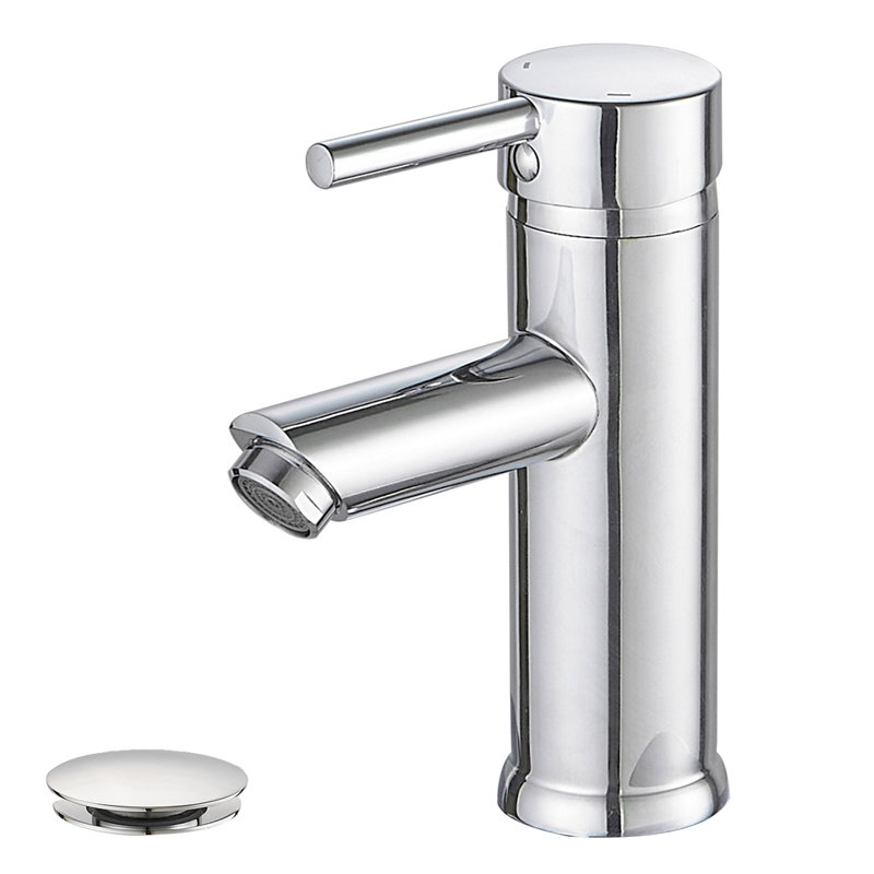 Robinet de salle de bain à un trou avec drain, Chrome