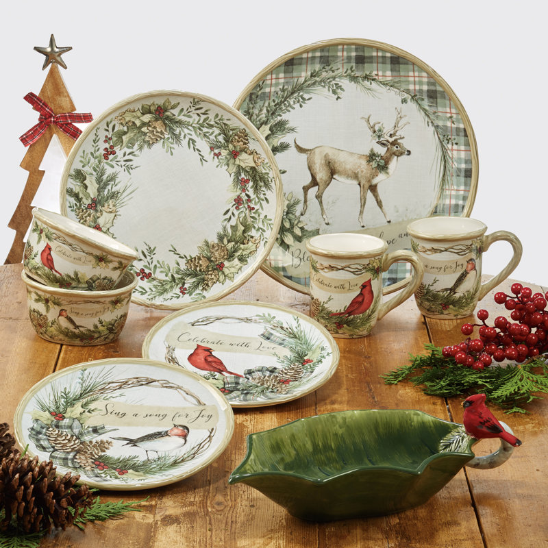 White Ceramic 16-Piece Dinnerware Set for 4
