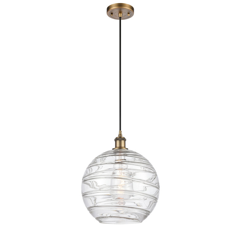 Mott 1-Light Single Pendant, 6 Watt Vinage LED Bulb, Brushed Brass