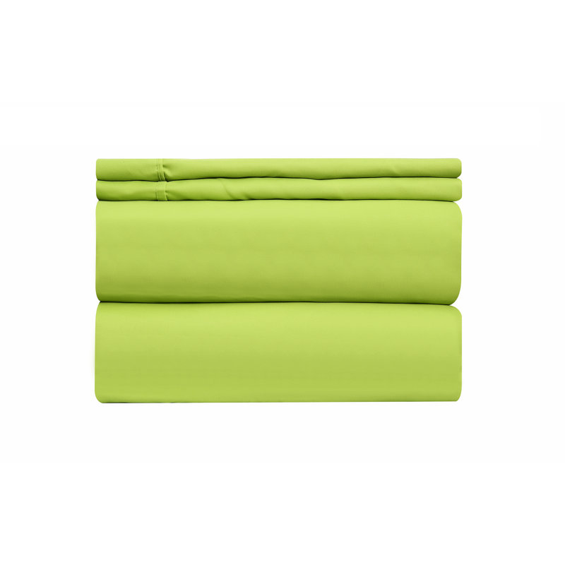 Microfiber Sheet Set, Full Sheet Set with 2 Pillowcases, Neon Green