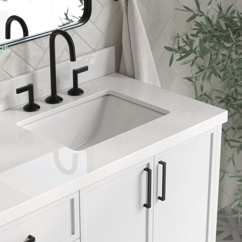 ARIEL Kelly 73 Double Sink Bathroom Vanity with Pure Quartz Top, White, Pure White Quartz, Rectangular