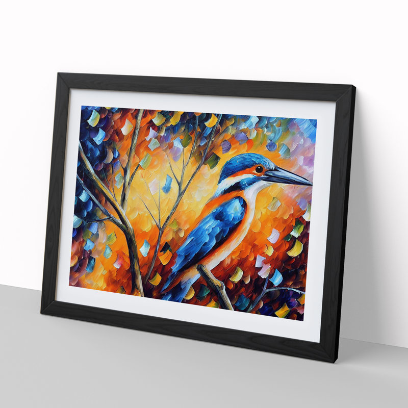 Kingfisher Bird Vol.5 Abstract - Framed Print, Black, 25cm H x 34cm W x 2cm D