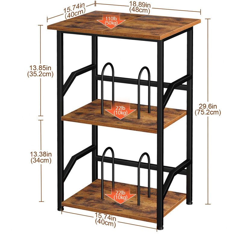Manufactured Wood,Metal 75.2cm H Media Shelves, Brown