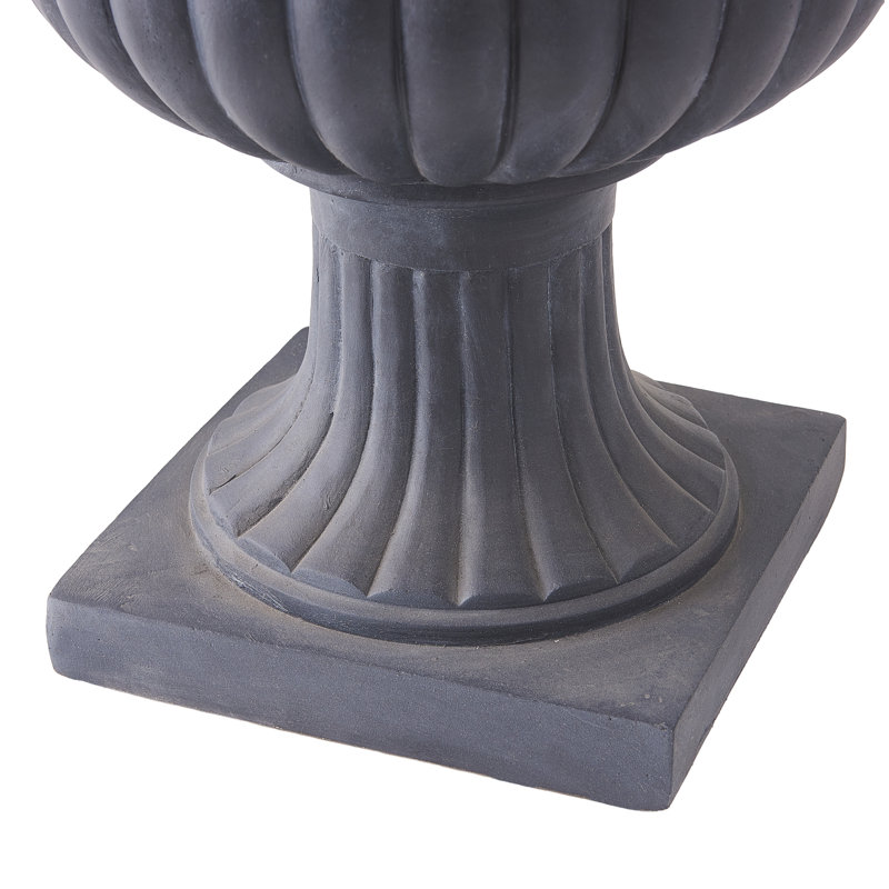 Pot de fleurs urne classique avec détails floraux, Noir, 1