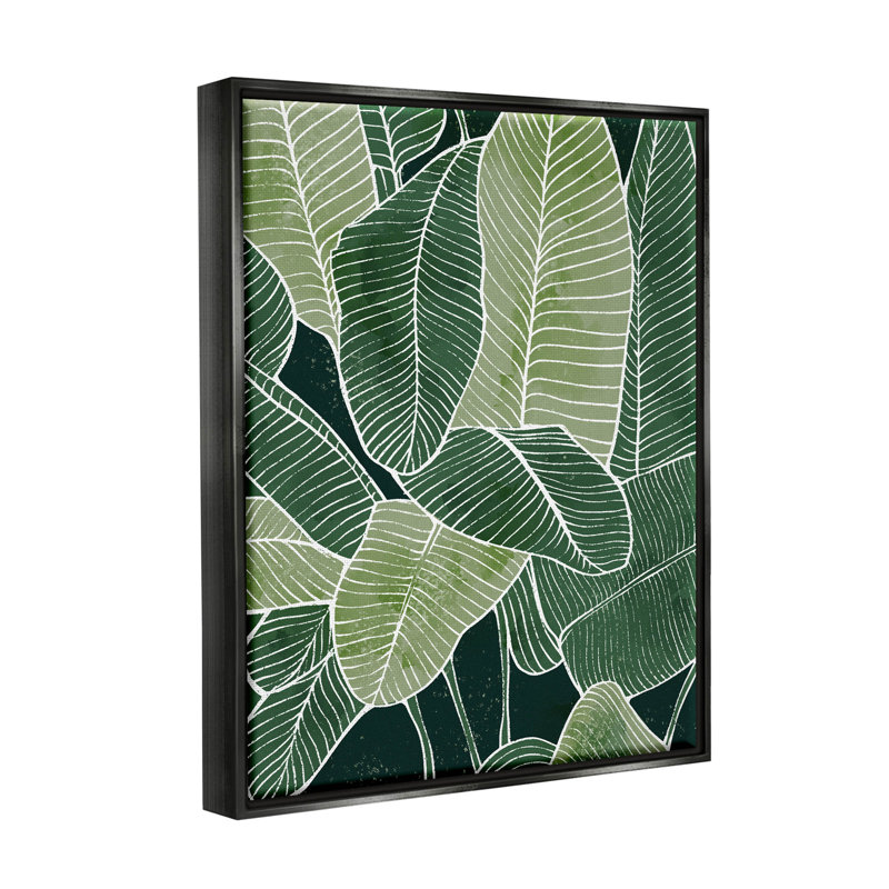 "Tropical Jungle Nature Leaves", art mural encadré par Ziwei Li, Cadre flottant noir de jais, H 31 po x l 25 po x P 1,7 po