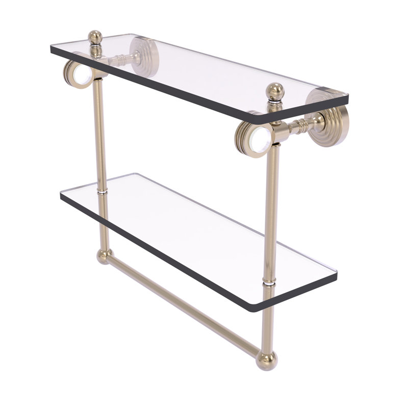 Étagère à 2 niveaux Jarrell, H 13 po x l 16 po x P 5,12 po, Étain antique