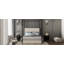 Lit à baldaquin en métal de luxe moderne avec tête de lit tapissier en velours côtelé et grand lit à baldaquin, aucun sommier nécessaire, très grand, crème (ancien SKU: N701P263963K)-129408980