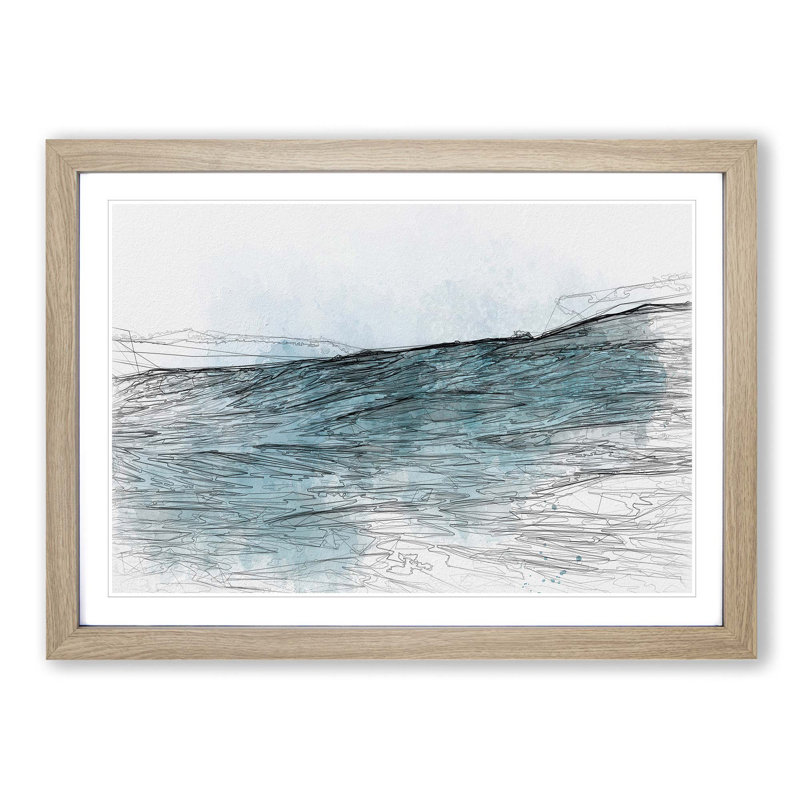 Ocean Wave in Morocco in Abstract - Picture Frame Graphic Art Print, 36cm H x 48cm W x 2cm D, Oak Framed
